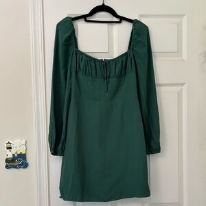 Sunday Best Aritzia Delilah Long Sleeve Smock Back Tie Front Babydoll Mini Dress